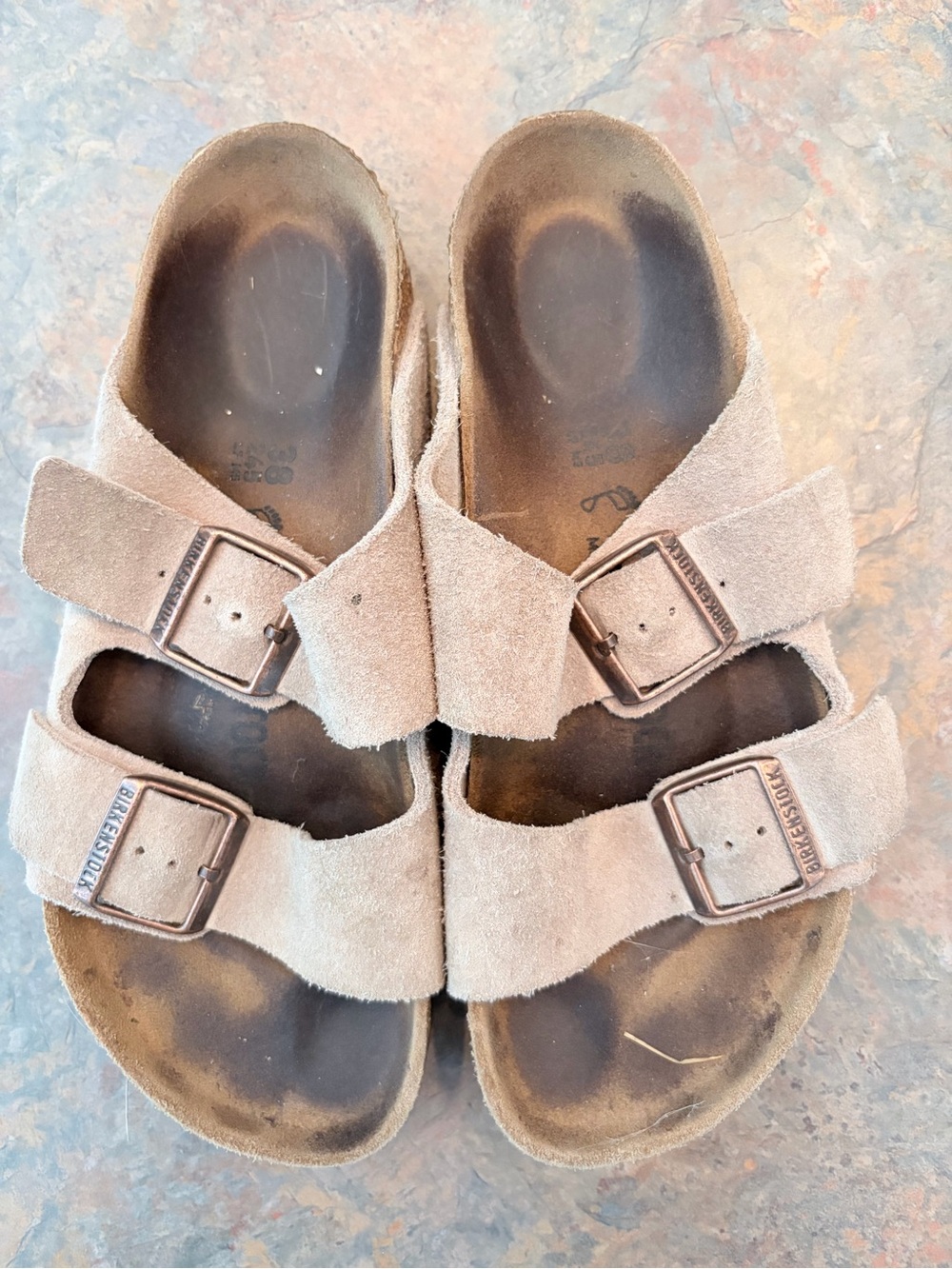 Birkenstock Suede Two-Strap Sandals in Light Brown